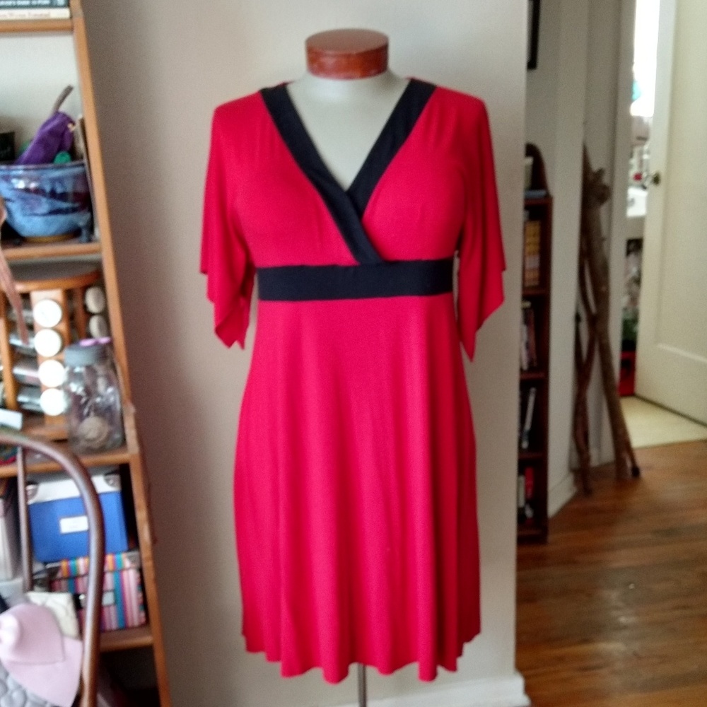 Red Lane Bryant Mock Wrap Dress GUC